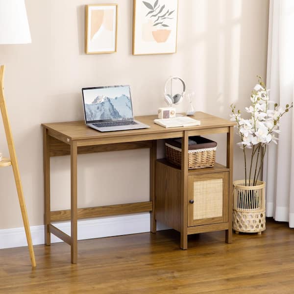 47.2 Home Office Desk / Computer Desk, Storage Desk Morden Style with Open Shelves Worksation - Brown