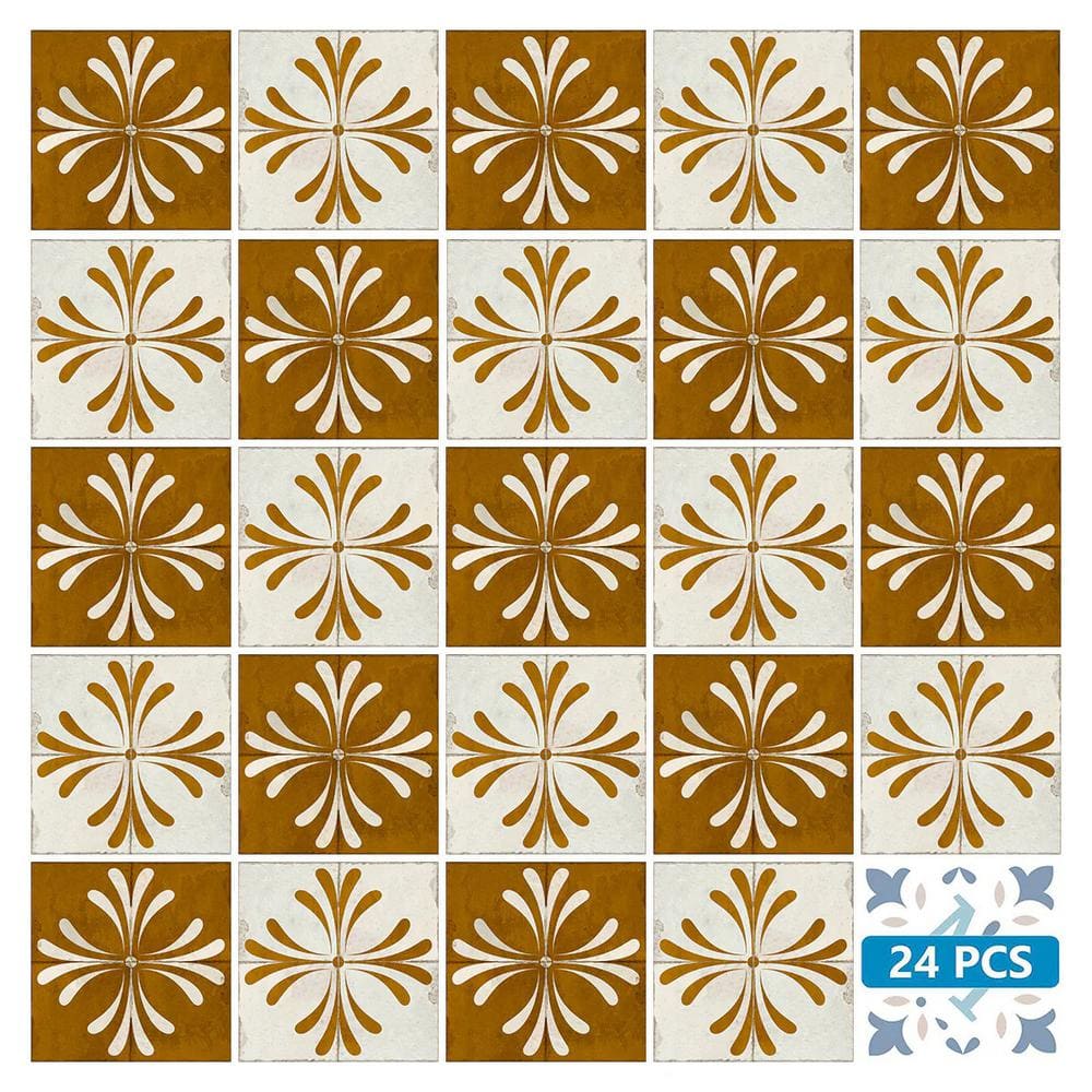 Vintage Gold and Beige Vinyl Peel and Stick Tile Set
