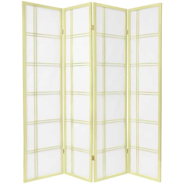 Oriental Furniture 6 ft. Ivory Double Cross 4-Panel Room Divider