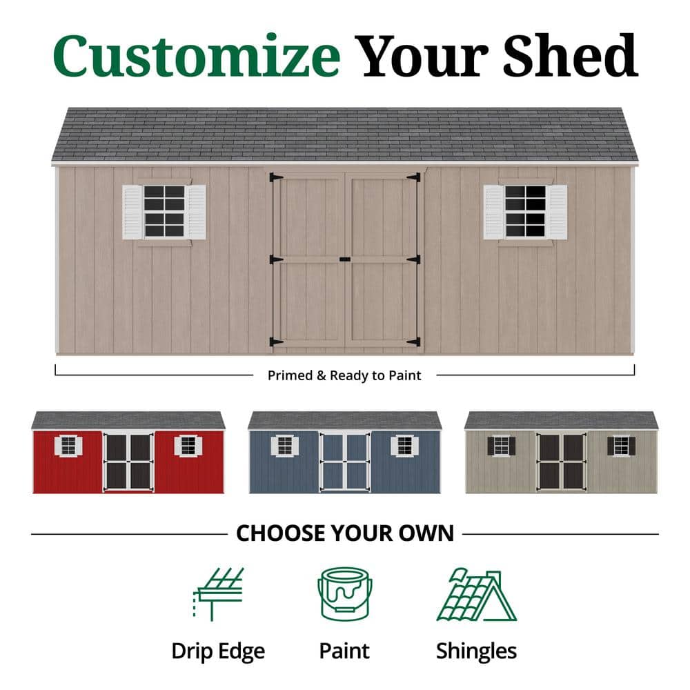 Brown 10' x 20' Workshop Shed Kit with Shelving and Windows