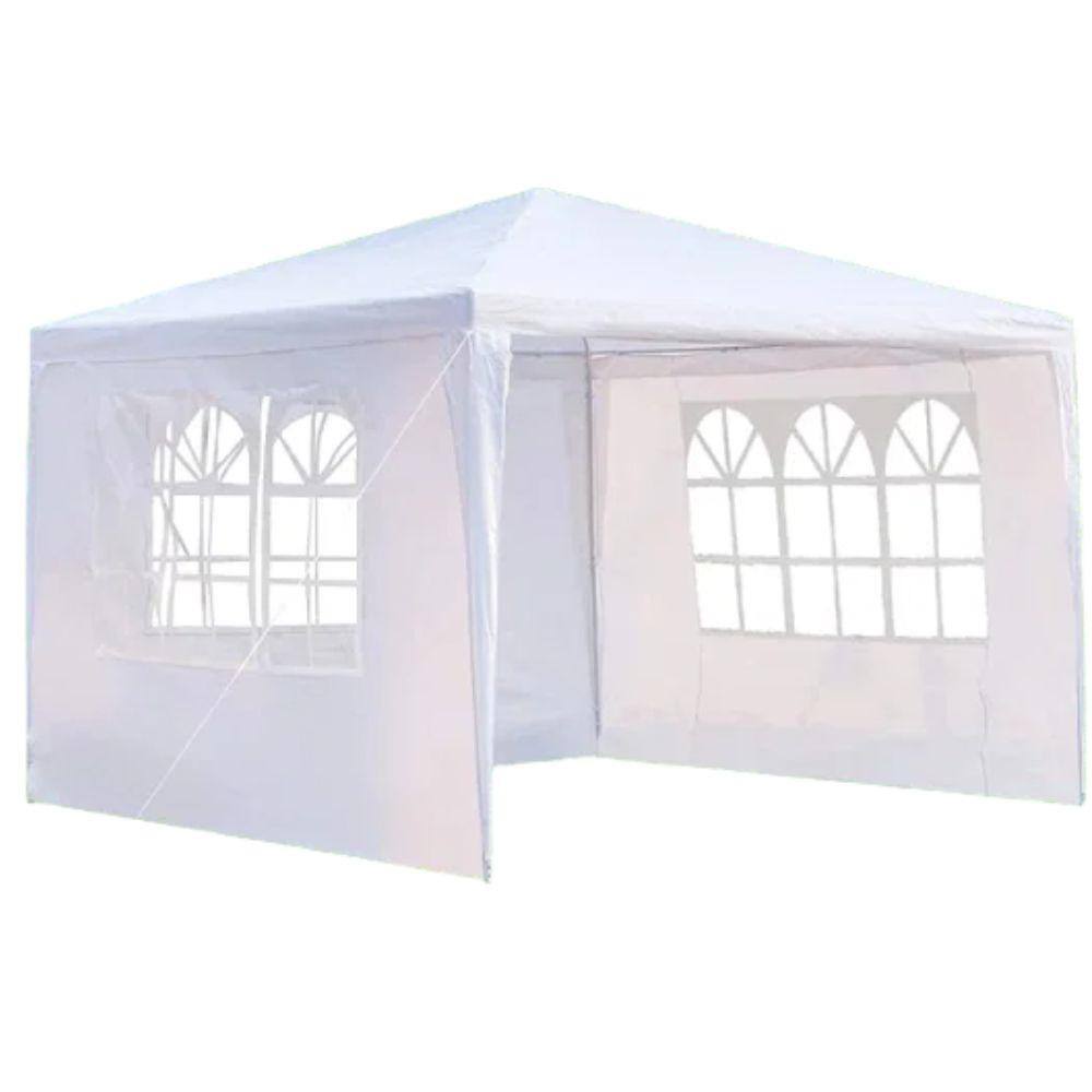 Foldable 10 ft. x 10 ft. White Heavy Duty Outdoor Gazebo Canopy Tent with R