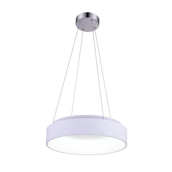 CWI Lighting Arenal LED Drum Shade Pendant With White Finish