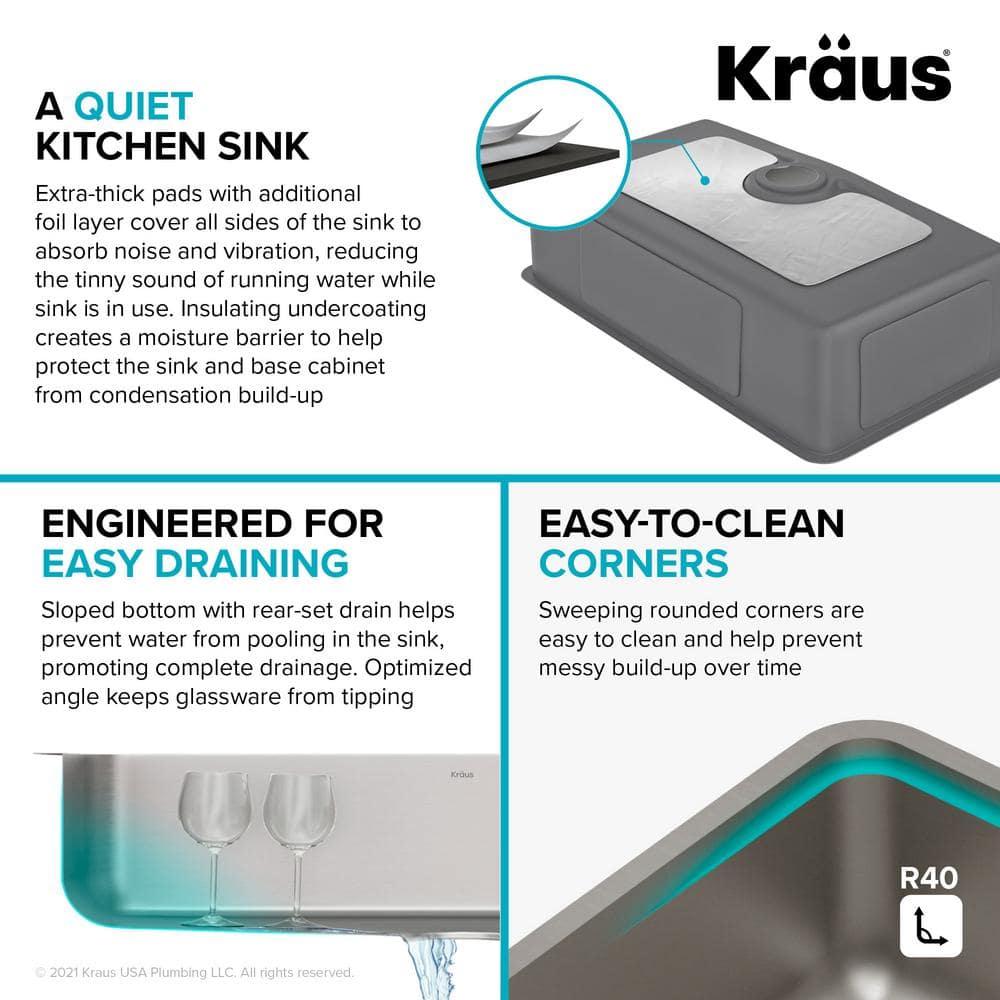 Dex 33-Inch Undermount Single Bowl Stainless Steel Kitchen Sink