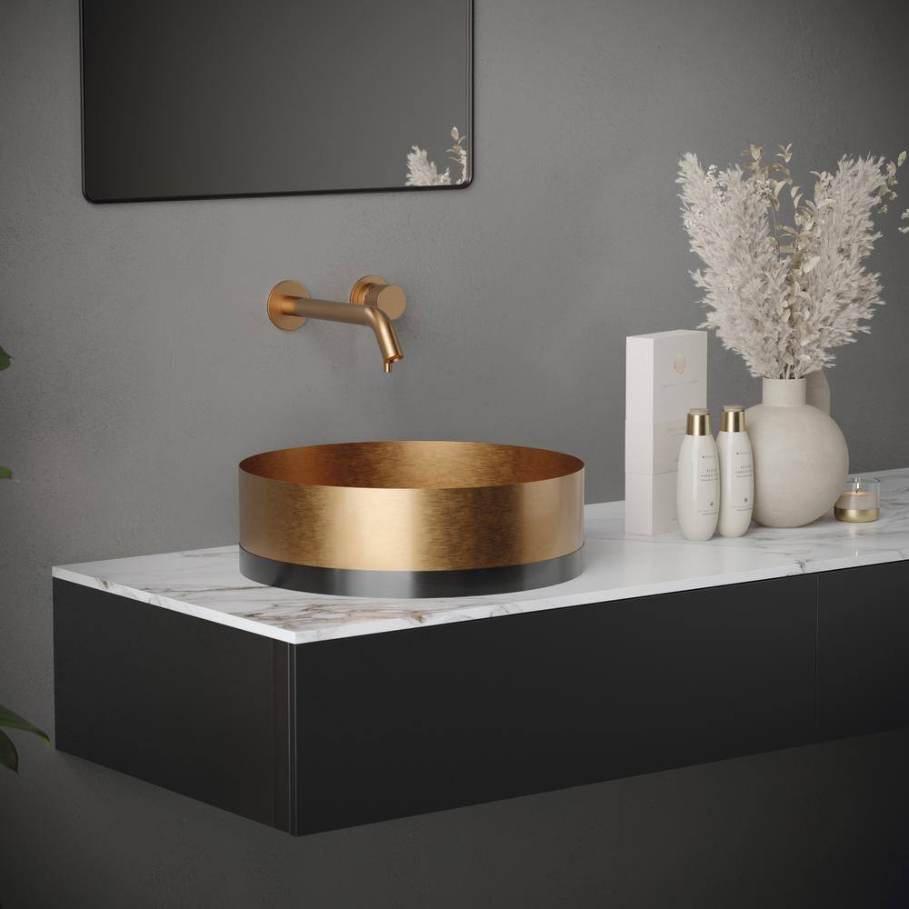 Brushed Copper and Gunmetal Grey Circular Vessel Sink