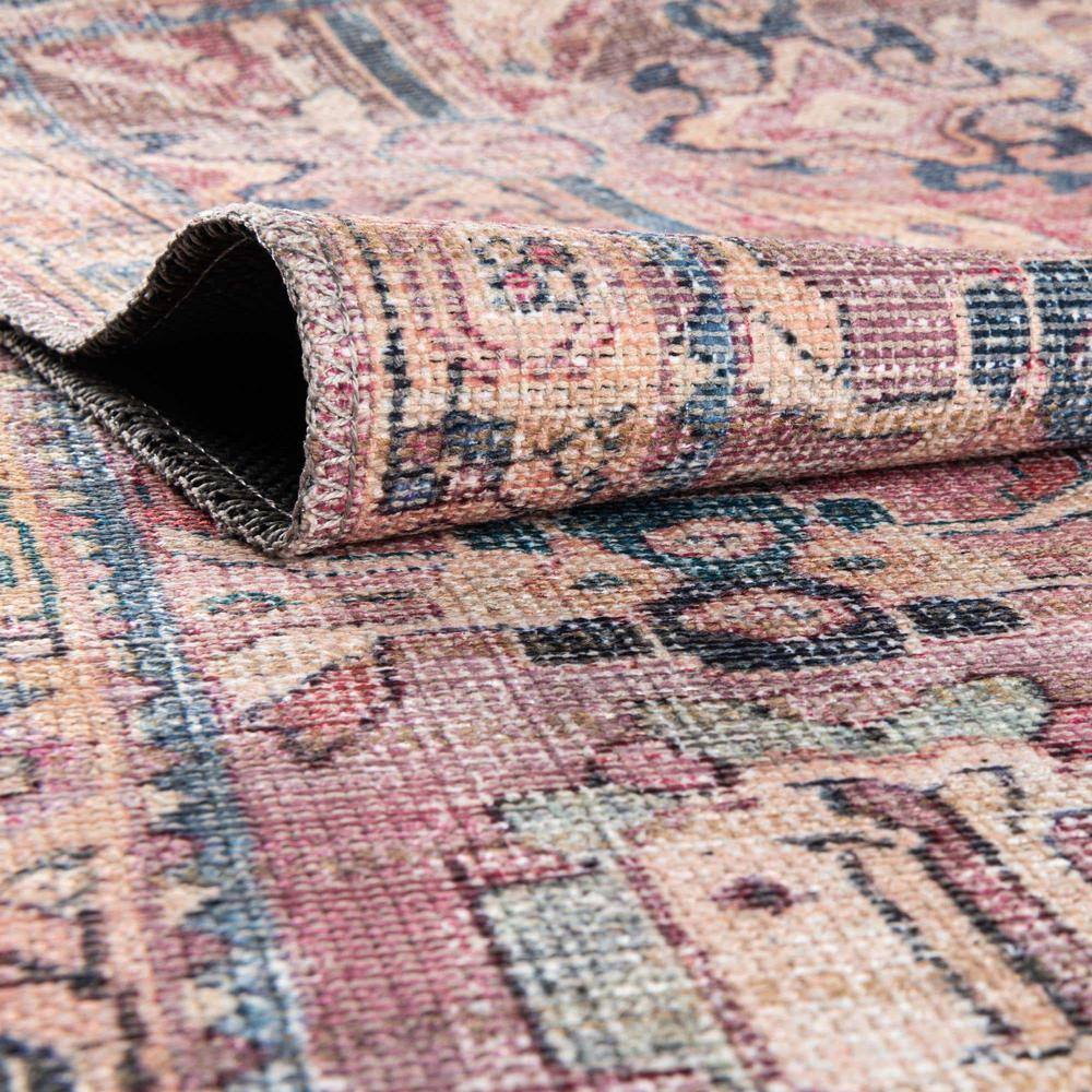 Nostalgia Octagon Pink Easy-Care Synthetic Area Rug