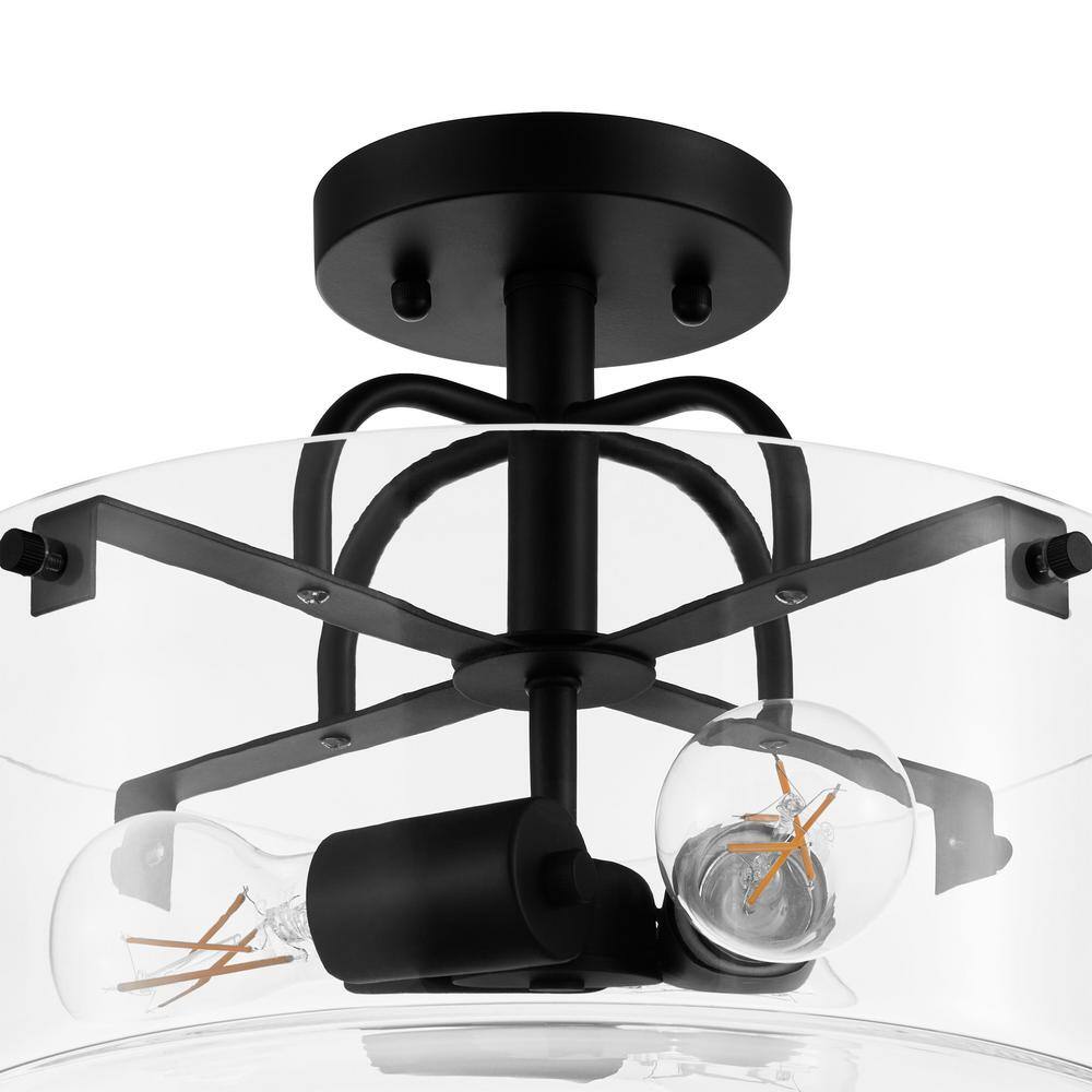 Buy Shirwell 13.5 in. 3Light Matte Black Round SemiFlush Mount