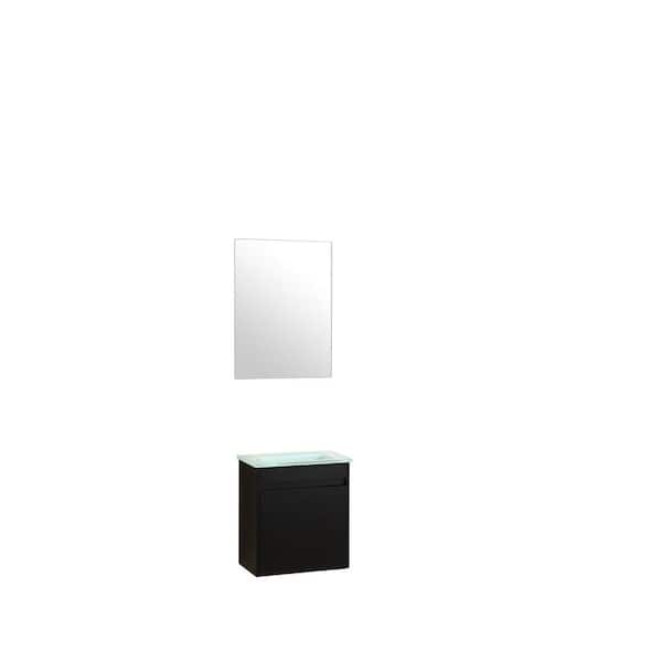 Unbranded Metro Series 16.5 in. W x 10 in. D x 18 in. H Vanity in Dark Wenge with Frameless Mirror and Glass Basin