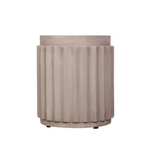 14.6 in. Diameter 17 in. Height Indoor Outdoor Beige Round Accent Side Table of Magnesium Oxide to Decorate Your House