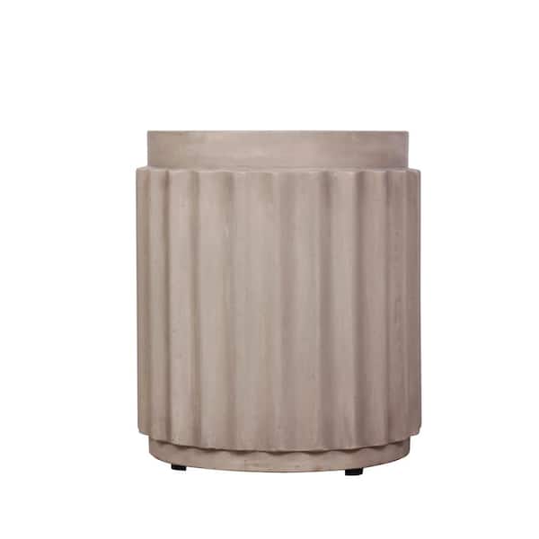 moda furnishings 14.6 in. Diameter 17 in. Height Indoor Outdoor Beige Round Accent Side Table of Magnesium Oxide to Decorate Your House