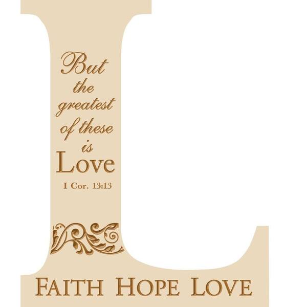 P. Graham Dunn 10.5 in x 13 in. White Love Decorative L Letter Wood Carved Wall Hanging