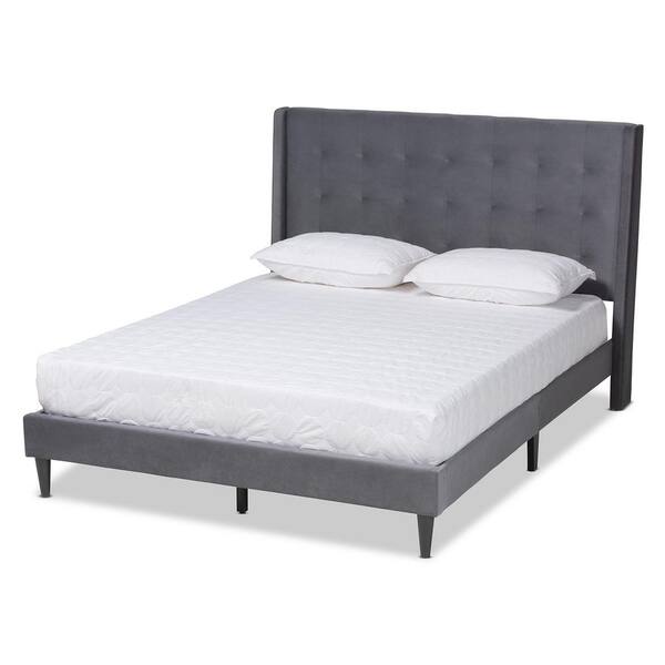 Baxton Studio Gothard 81.7 in. W Grey and Dark Brown King Wood Frame Platform Bed