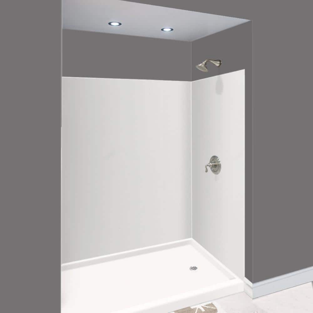 Expressions 48 in. x 60 in. x 72 in. 3-Piece Easy Up Adhesive Alcove Shower Wall Surround in Grey price history on PriceWatchPro
