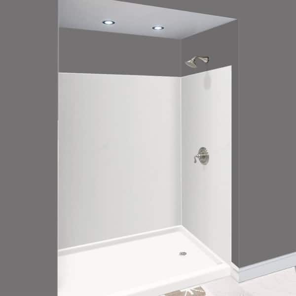 Transolid Expressions 48 in. x 60 in. x 72 in. 3-Piece Easy Up Adhesive Alcove Shower Wall Surround in Grey