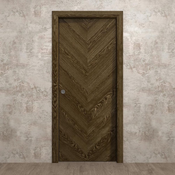 42 in. x 96 in. Marble Oak Solid Wood Pocket Door With Hardware