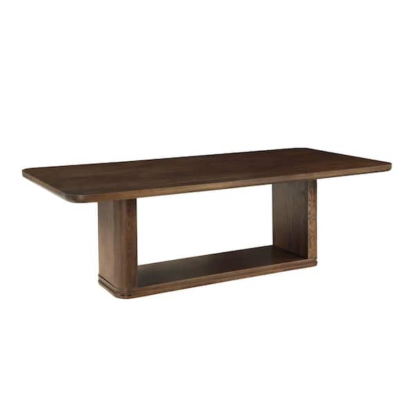 Acme Furniture Conic Brown Oak Wood 95 in. Pedestal Base Dining