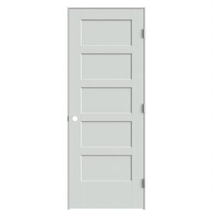 Masonite 30 in. x 80 in. 5-Panel Riverside Left-Hand Solid Primed ...