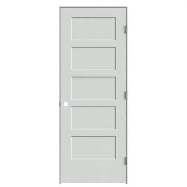 Masonite 30 in. x 80 in. 5-Panel Bayshore Left-Hand Hollow Primed Molded Composite Single Prehung Interior Door with Flat Jamb