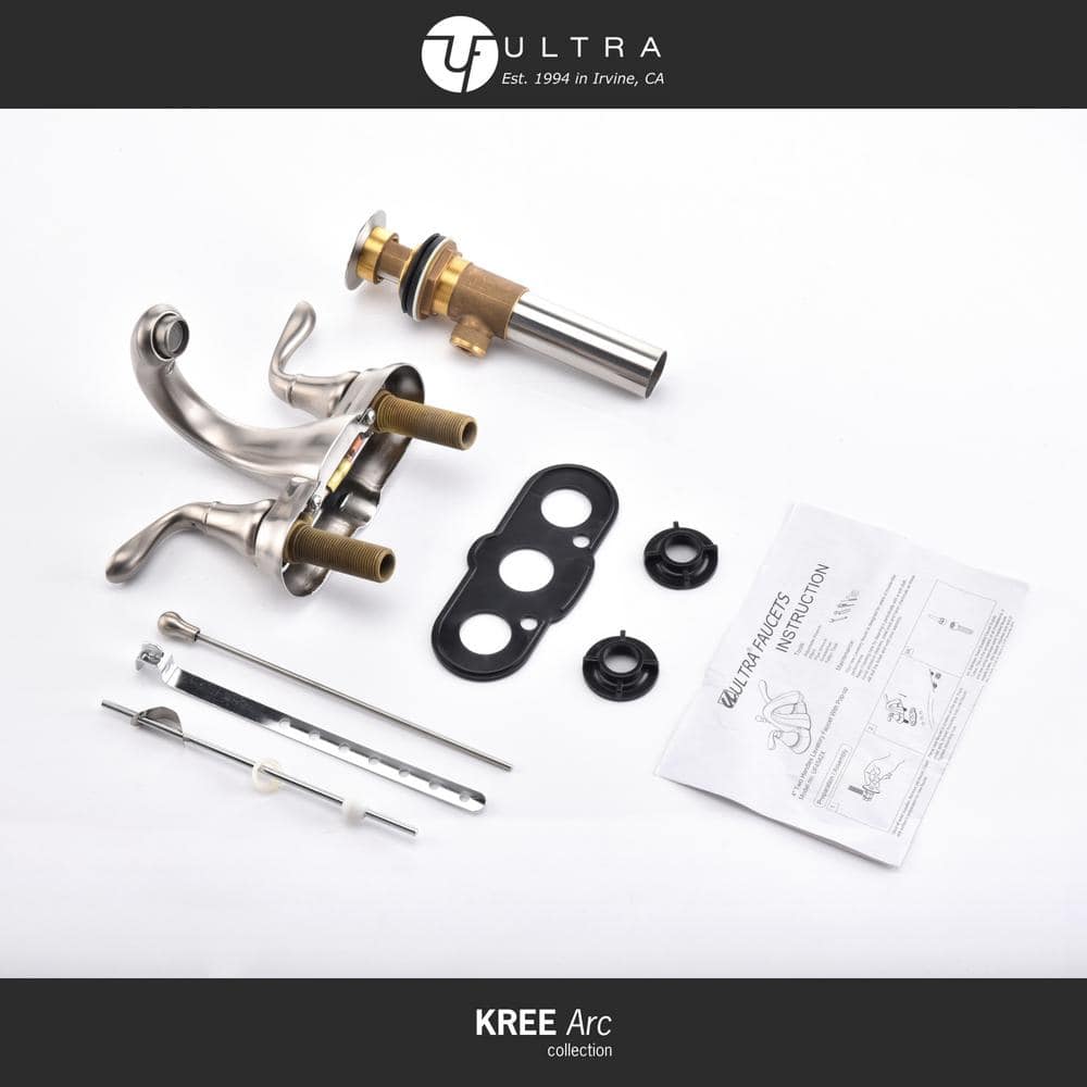 Brushed Nickel Double Handle Centerset Bathroom Faucet