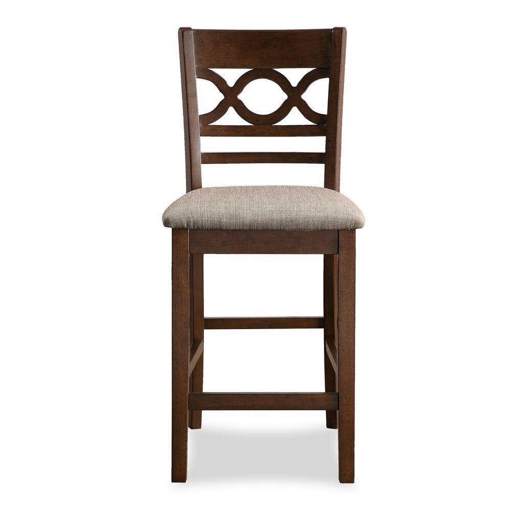 Cori 5-Piece Brown Solid Wood Round Counter Set