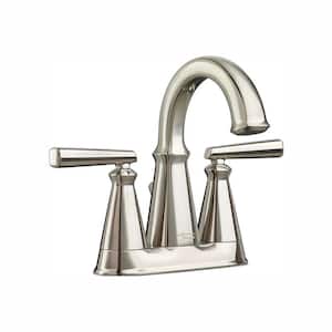 Edgemere 4 in. Centerset 2-Handle Bathroom Faucet with Metal Speed Connect Drain in Brushed Nickel