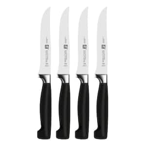 4-Star 4.5 in. Stainless Steel Partial Tang Serrated Steak Knife with Polypropylene Handle 4-Pieces