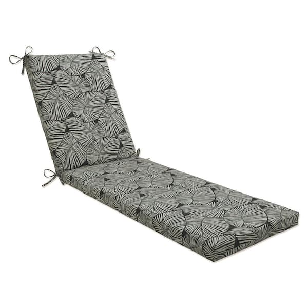 Pillow Perfect Floral 23 x 30 Outdoor Chaise Lounge Cushion in Black/Natural Talia