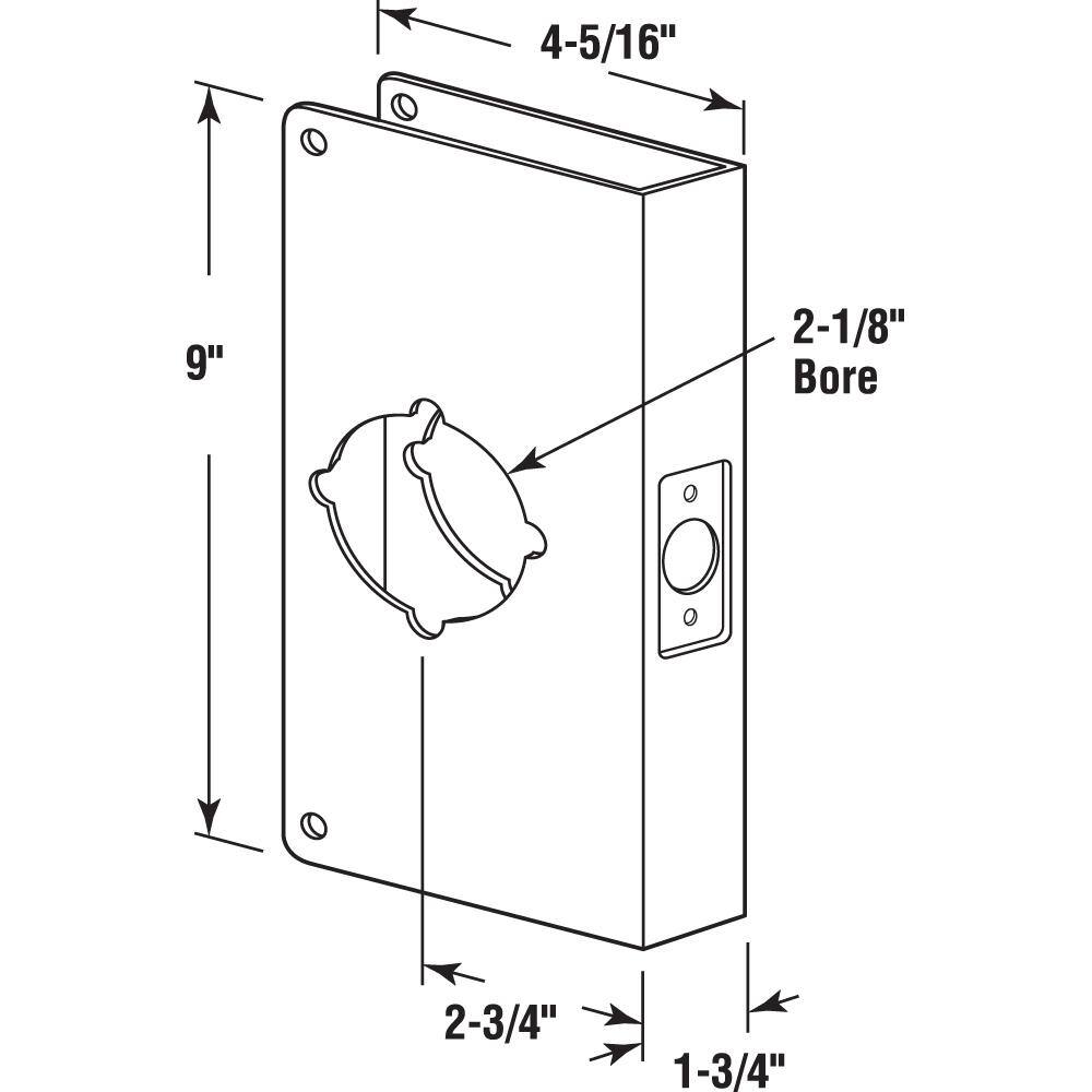 Stainless Steel Door Reinforcement Plate for 1-3/4 Inch Doors