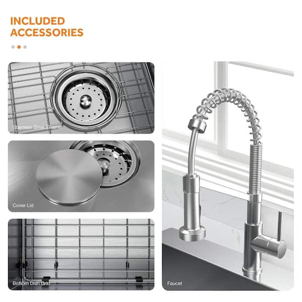 Glacier Bay AIO Zero Radius Drop-In/Undermount 16G Stainless Steel 