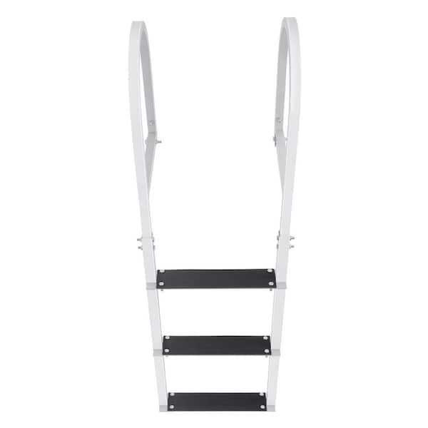 Retractable Dock Ladder 3-Steps 3.1 in. Wide Standard Adjustable Swim Ladder Aluminum 500 lbs. Load, Dock Ladder