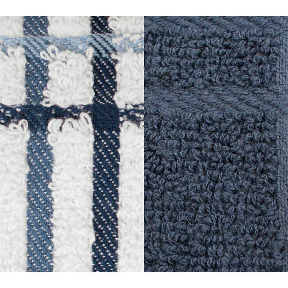 Federal Blue Cotton Terry Kitchen Towel Set with Hook-and-Loop Closure