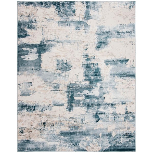 SAFAVIEH Vogue Beige/Turquoise 9 ft. x 12 ft. Geometric Area Rug