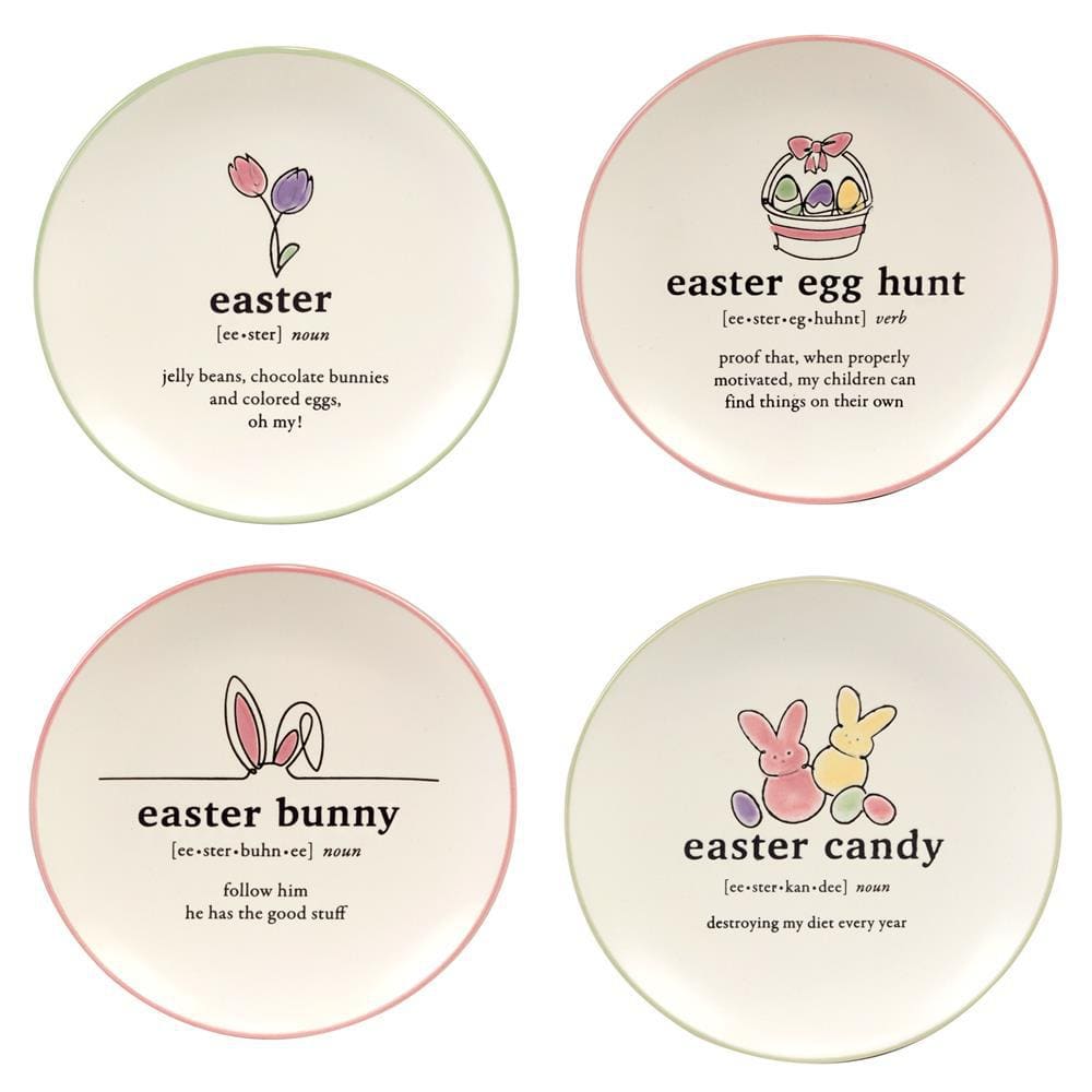 Certified International Easter Words Multicolor Canape Plates (Set of 4)
