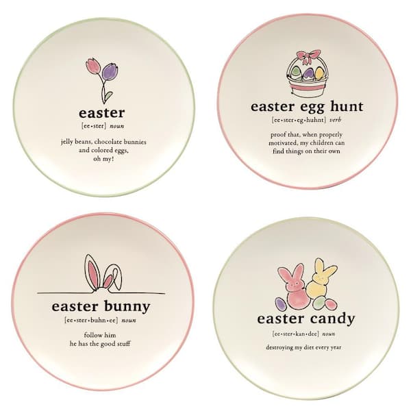 Easter Words Multicolor Canape Plates (Set of 4)