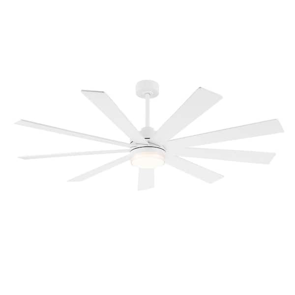 84 in. 9 Blades LED Indoor White Ceiling Fan with Remote