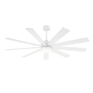 84 in. 9 Blades LED Indoor White Ceiling Fan with Remote