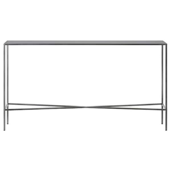 Meyer&Cross Henley 55 in. Gunmetal Gray Silver Rectangular Metal Top Console Table