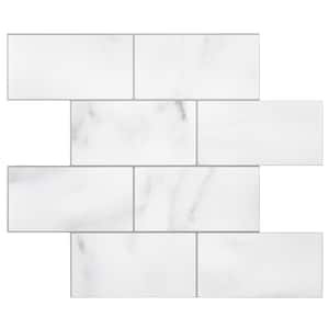 Splash White Marble 12 in. x 12 in. 2.5mm PVC Peel and Stick Tiles Backsplash (8 sq. ft./8pcs Per Case)
