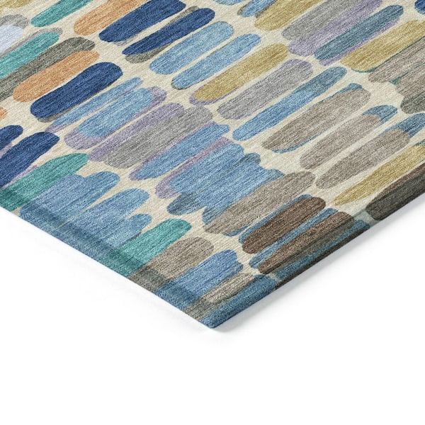 Chantille Machine Washable Indoor/Outdoor Abstract ACN2349 Denim 8 ft. x 10 ft. Area Rug