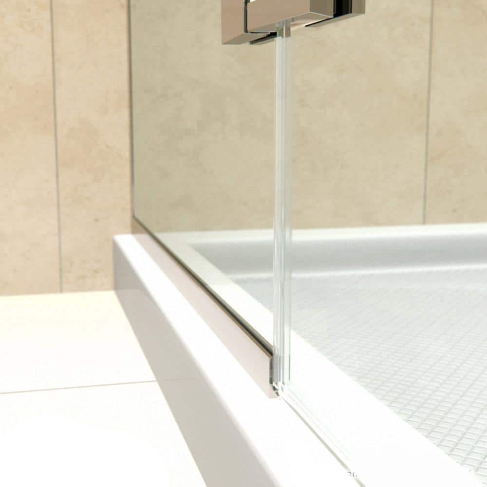 Clear Tempered Glass Frameless Hinged Shower Enclosure with Black Hardware