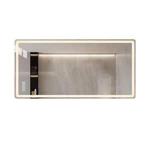 48 in. W. x 32 in. H Rectangular Framed Aluminum LED Anti-Fog Wall Mount Bathroom Vanity Mirror in Clear White