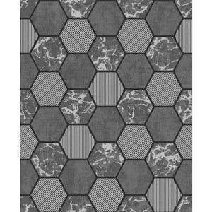 Ceramica Black Hexagon Tile Wallpaper