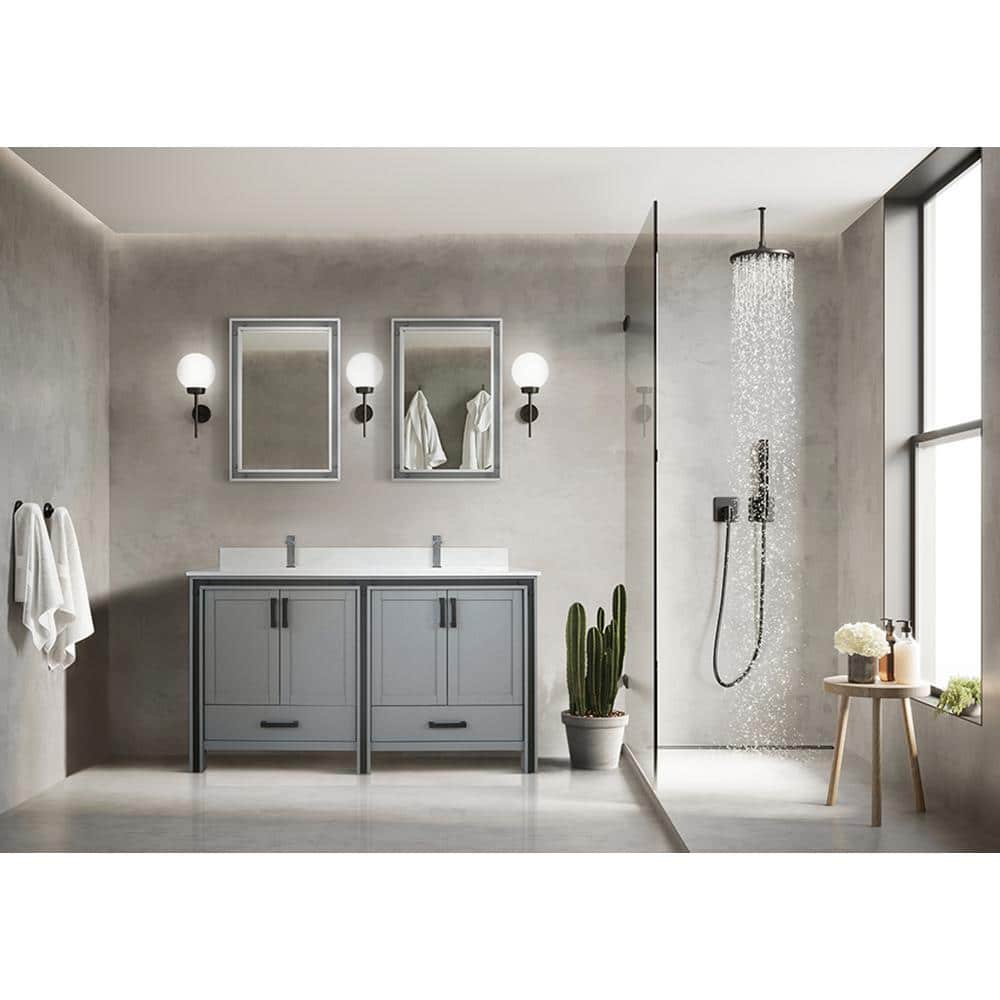 Ziva 60" Dark Grey Double Freestanding Vanity Cabinet