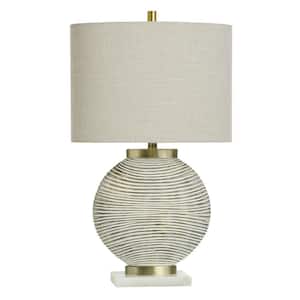 29.5 in. White Task And Reading Table Lamp for Living Room with Yellow Cotton Shade