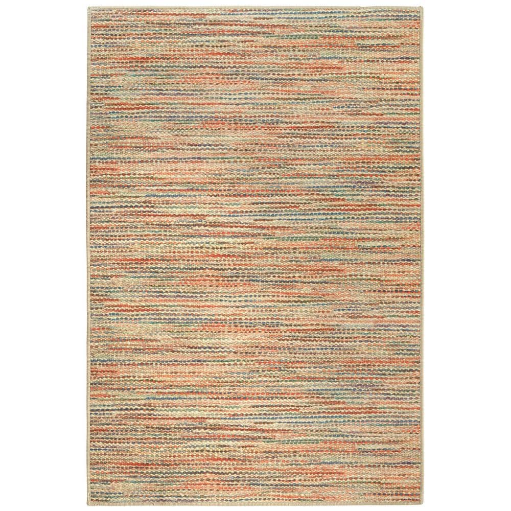 DASH & ALBERT Clay Machine Washable Multi 6 ft. x 9 ft. Indoor Area Rug ...