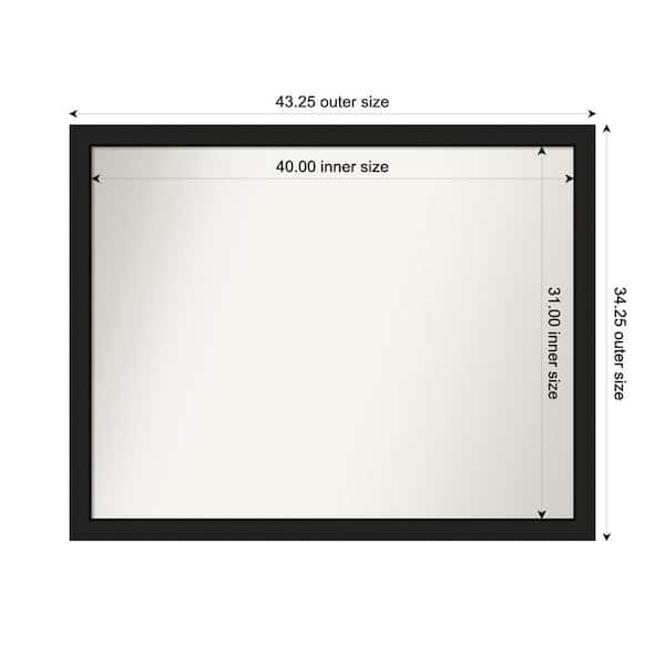 Amanti Art Midnight Black Narrow 43.25 in. x 34.25 in. Custom Non-Beveled Wood FramedBathroom Vanity Wall Mirror