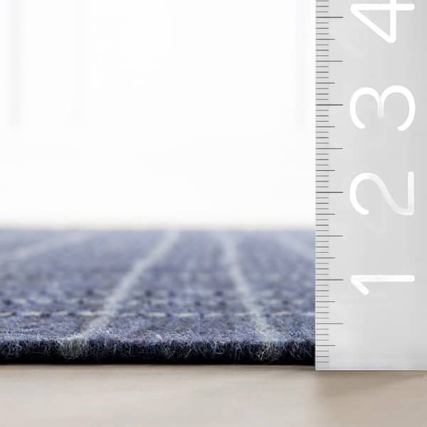 Charlie Plaid Wool Blue 2 ft. 6 in. x 8 ft. Indoor/Outdoor Patio Runner Rug