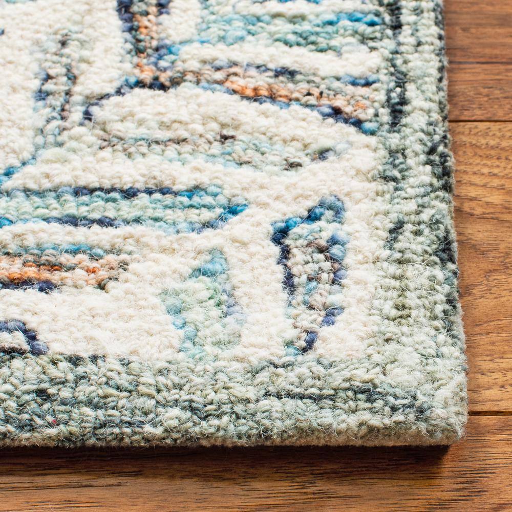 Capri Blue and Ivory Hand-Tufted Wool Square Rug