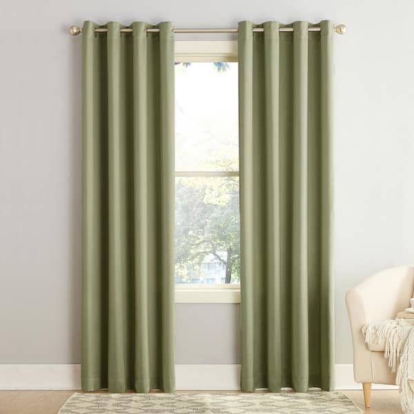 Sun Zero Gregory Sage Green Polyester 54 in. W x 108 in. L Grommet Room Darkening Curtain (Single Panel)