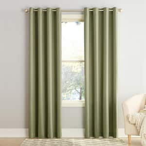 Gregory Sage Green Polyester 54 in. W x 54 in. L Grommet Room Darkening Curtain (Single Panel)