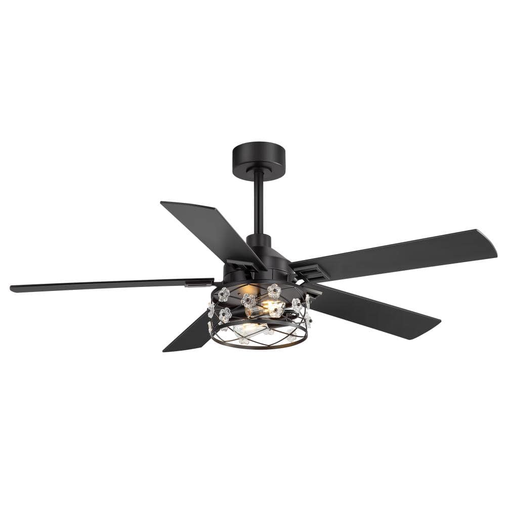 52 in. Indoor Black Farmhouse Dual Finish 6-Speed Downrod Modern Ceiling Fan with Light Kit and Remote Control price history on PriceWatchPro